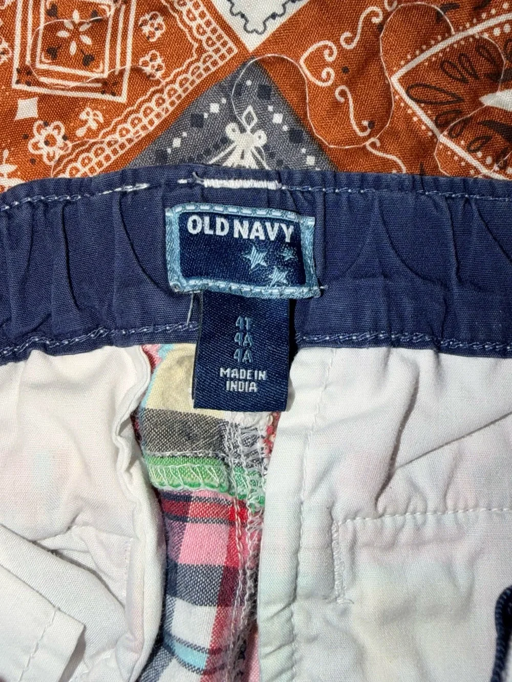 Old Navy Toddler Boys Size 4T Colorful Plaid Patchwork Shorts